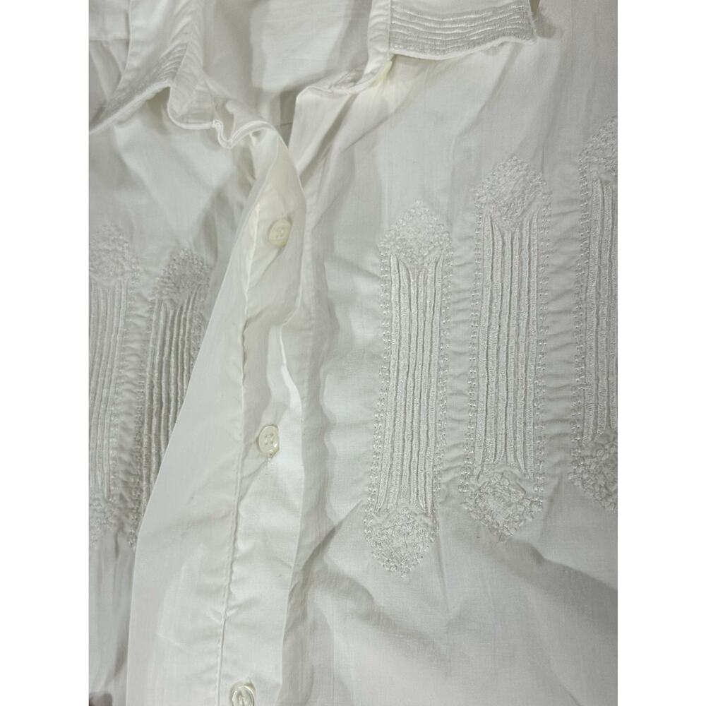 Gitano Vintage Button Up Blouse Size Large White … - image 7